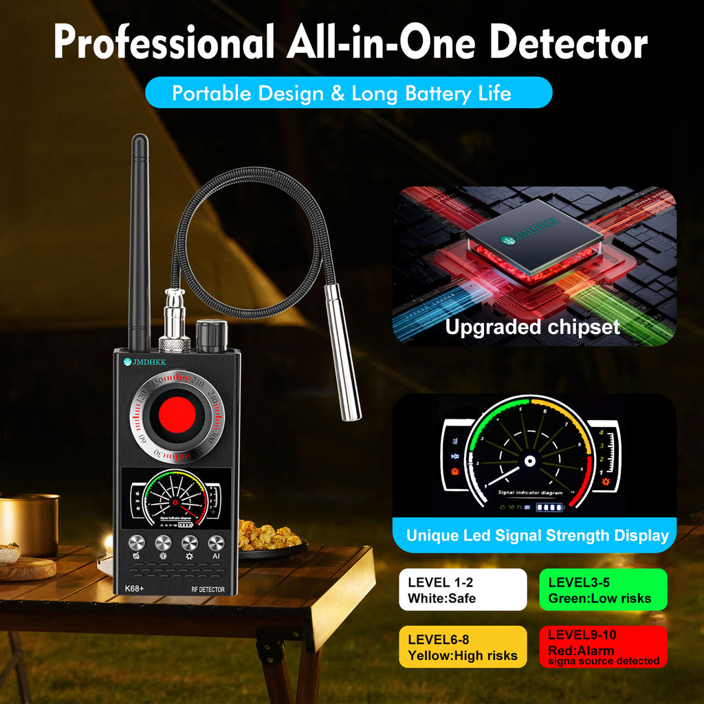 Hawkspy K68 Intelligent Wireless Signal Detector with Auto Scan – Privacy Protection Tool