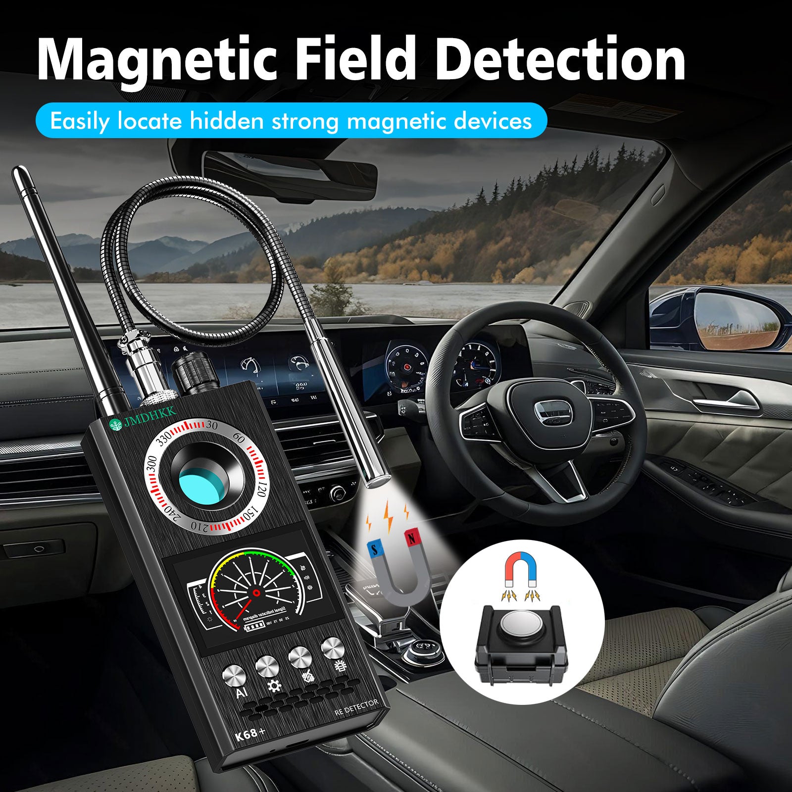 Hawkspy K68 Intelligent Wireless Signal Detector with Auto Scan – Privacy Protection Tool