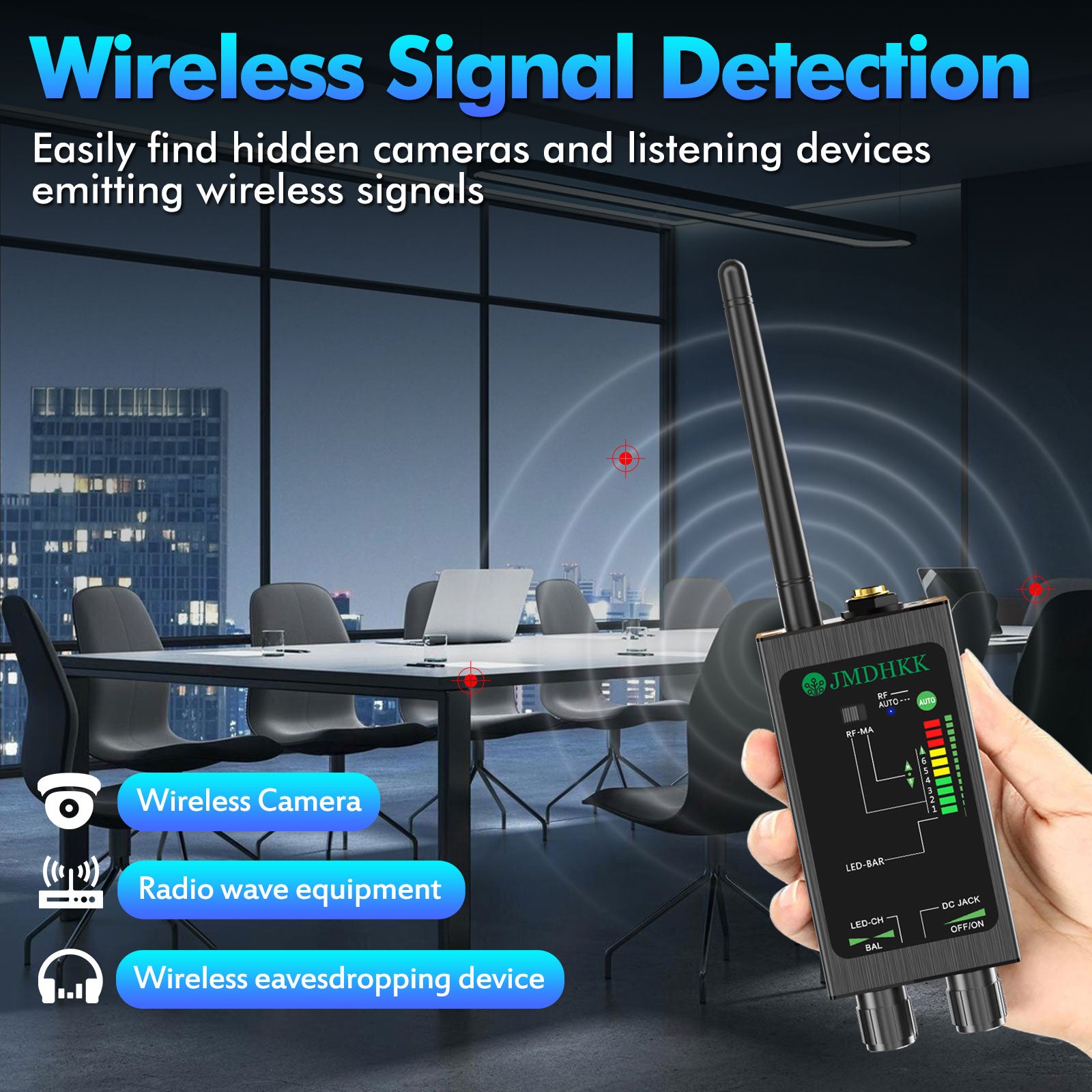 Hawkspy M8000 Professional Wireless Signal Detector – High-Sensitivity RF Scanner