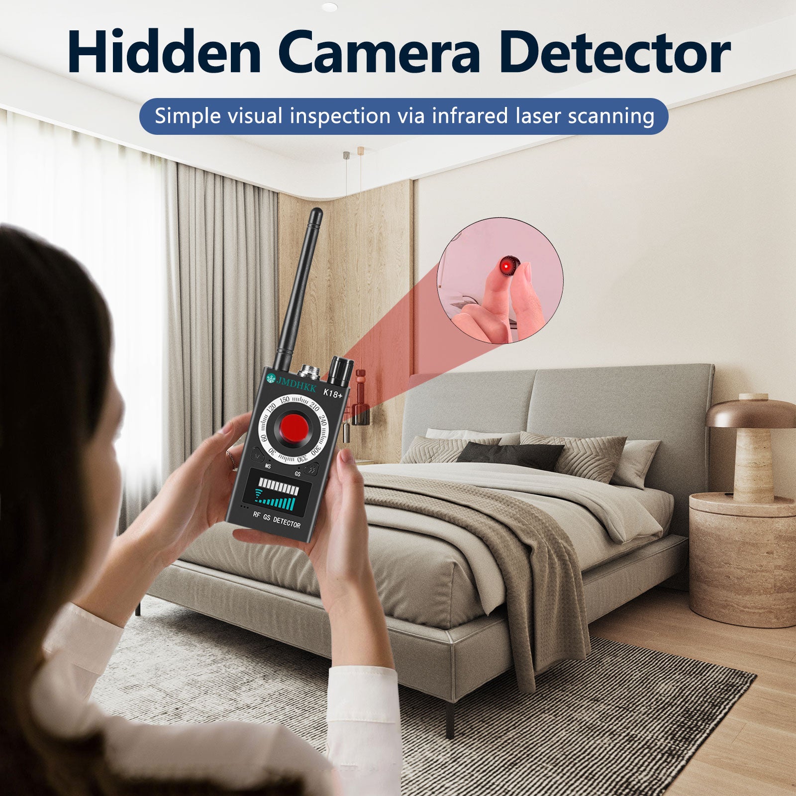 Hawkspy K18 Privacy Protection Device – Wireless Signal Scanner & RF Camera Finder
